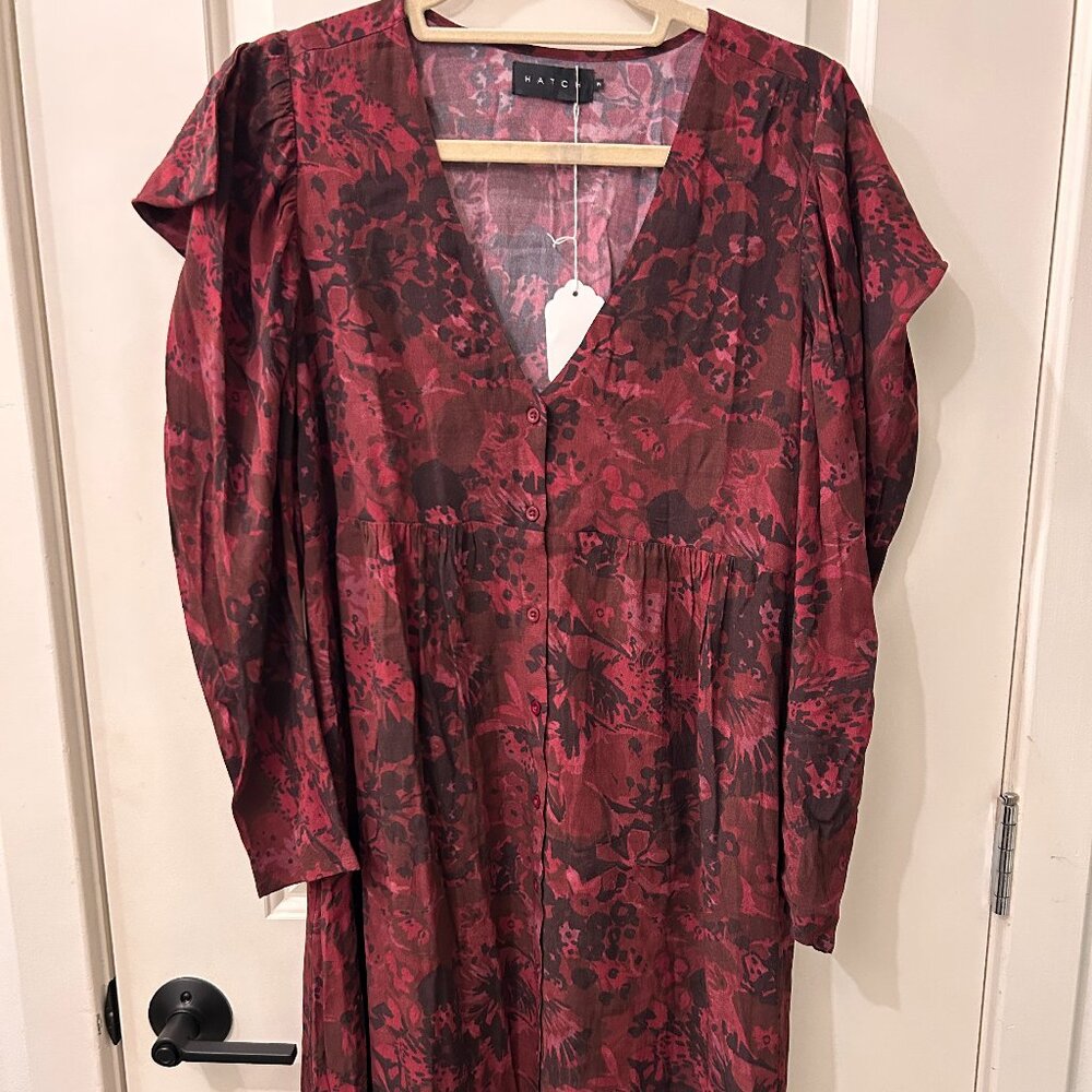 Hatch Red and Black Floral Midi Dress